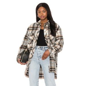 L'Acadamie Zumba Shacket in Natural Plaid sz S